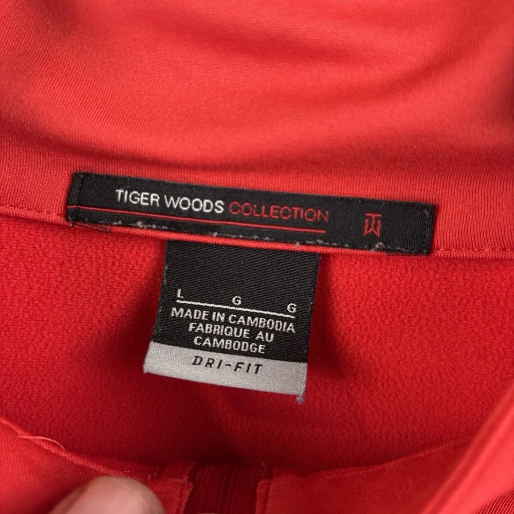 Nike Golf Tiger‎ Woods Shirt Mens Large Red 1/2 Zip Pullover